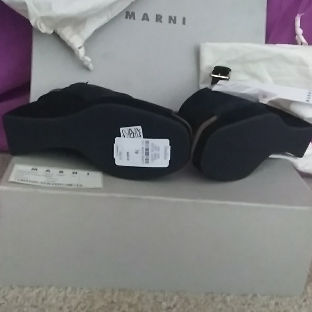 Marni dark Sea green suede wedges. - Picture 3 of 8